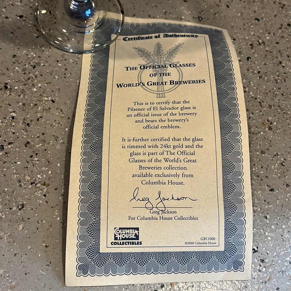VINTAGE COLUMBIA HOUSE COLLECTIBLES PILSENER GREG JACKSON 24KT RIMMED GLASS - Picture 8 of 9